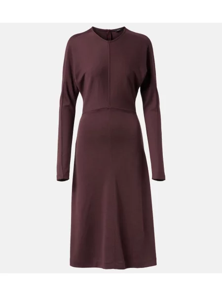 Rochie midi Joseph de lână până la genunchi de costum maro