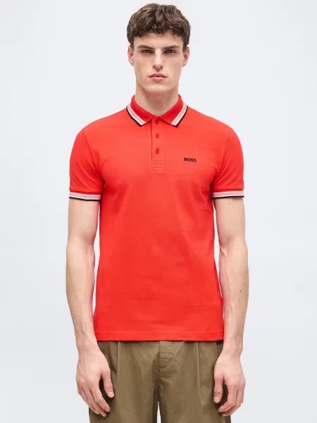 BOSS Tricou polo Paddy Roșu alb
