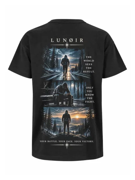 LUNØIR Studio Póló Only You Know the Fight' fekete