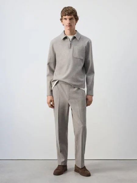 Bluza regular fit z kieszenią jasny / pastelowy Mężczyzna S MANGO MAN szary