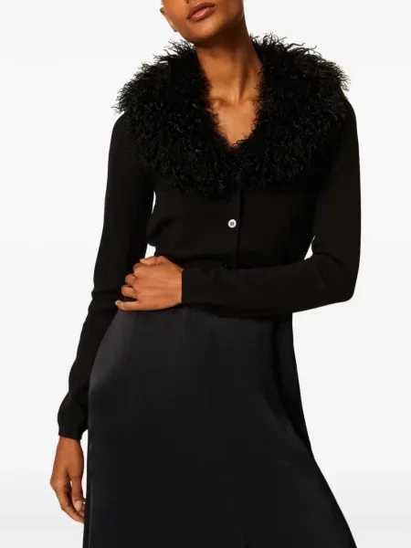Blană artificială decupat cardigan Twinset negru