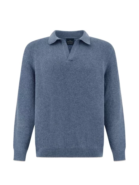 Gulerat lung tricou Paul & Shark tricotate albastru