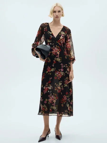 Сукня міді MANGO чорний