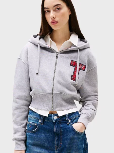 Худі Tommy Jeans з аплікацією сіре