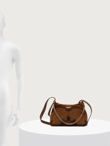 Zadig&Voltaire keresztpántos táska női velúrbőr JIM barna