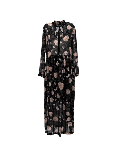 Rochie maxi Ganni cu model floral cu imagine de costum negru