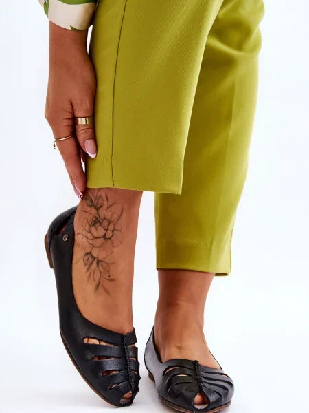 Usnjene balerinke Zazoo črna