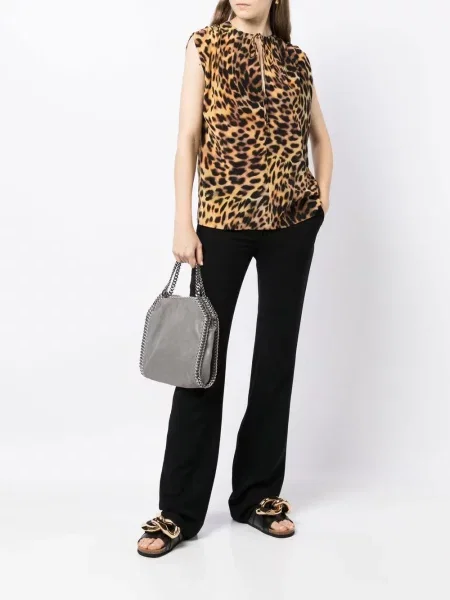 Šilkinis raštuotas palaidinė Stella Mccartney leopardinis ruda