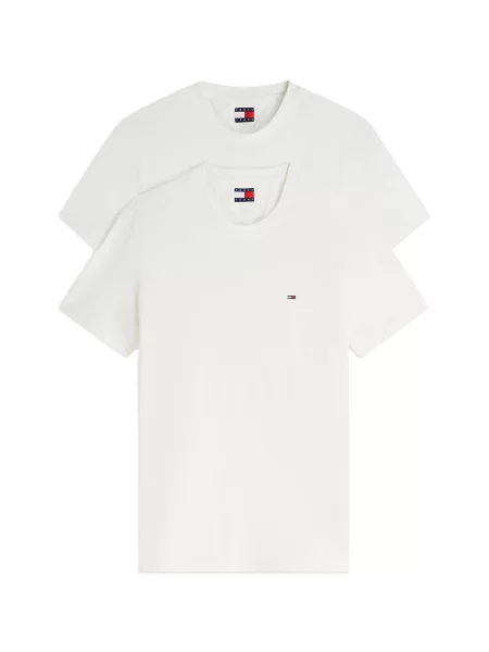 Tommy Jeans Tricou Tommy Flag Extra Slim T' alb