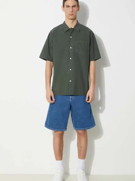 Norse Projects koszula Carsten Cotton Tencel regular z kołnierzykiem klasycznym zielony