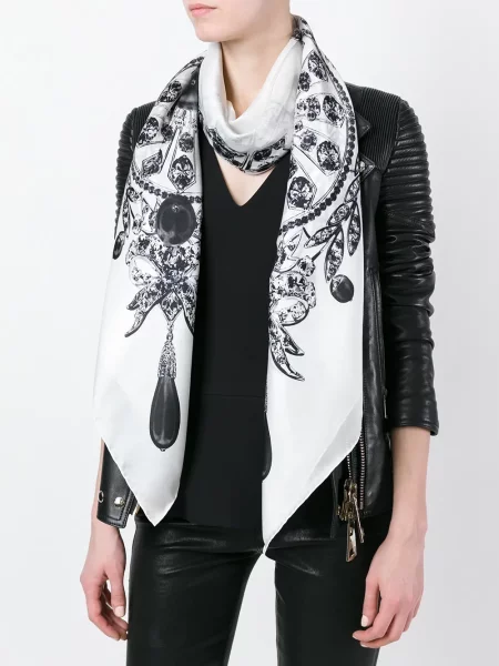 Fular Givenchy cu imagine alb