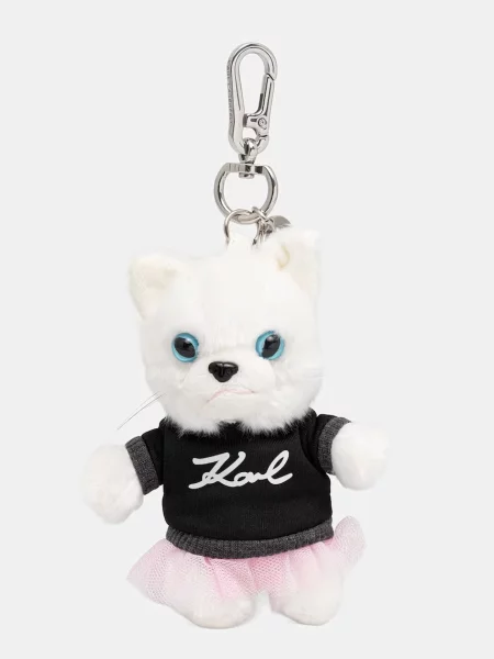 Karl Lagerfeld Prívesky na kľúče Ikon Choupette Plüschtier-Schlüsselanhänger biela