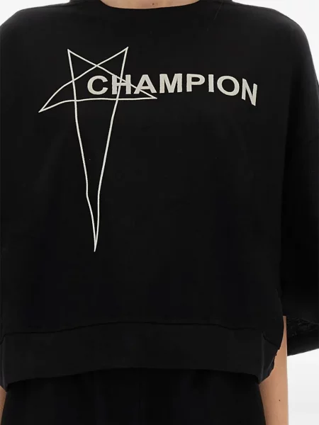 Περικομμένο μπλούζα Rick Owens X Champion με σχέδιο μαύρο