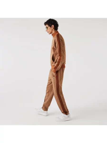 Lacoste Spodnie Dresowe Z Nadrukiem Monogramu brązowe