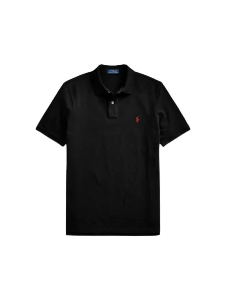 Dzianinowa koszulka polo Polo Ralph Lauren z krótkim rękawem z siateczki czarna