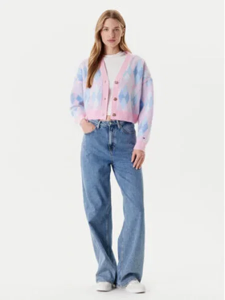 Tommy Jeans Kardigan Argyle růžová