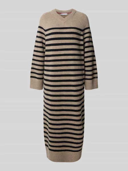 Sukienka casulowa o prostym kroju z mieszanki wełny i kaszmiru Tommy Hilfiger beżowa