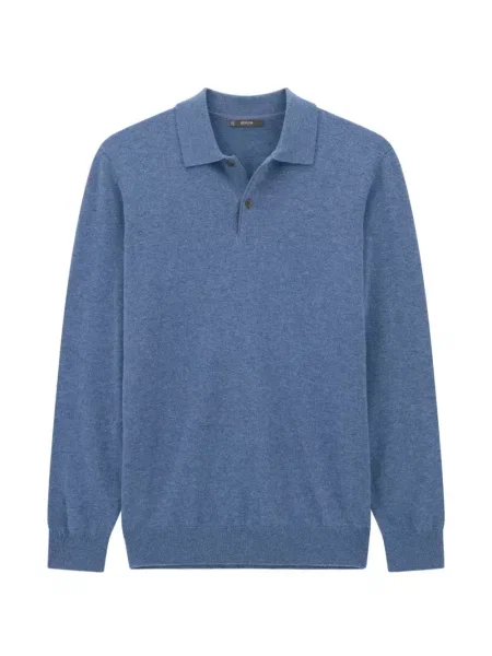 Tricou polo Boggi Milano de lână albastru