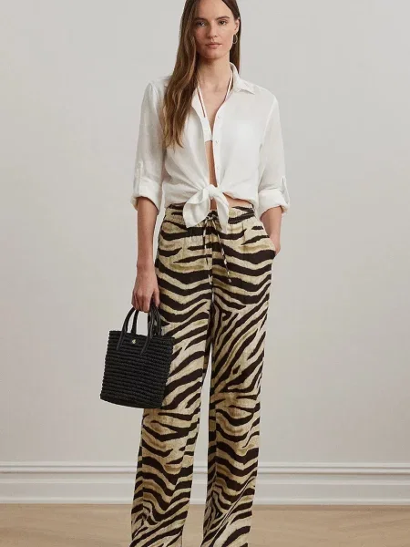 Lanene hlače Lauren Ralph Lauren bela