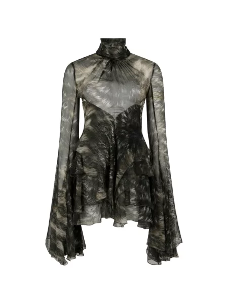 Rochie mini Roberto Cavalli cu imagine cu blană gri