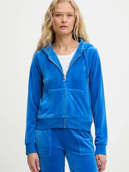 Juicy Couture bluza rozpinana z kapturem ROBERTSON CLASS niebieska
