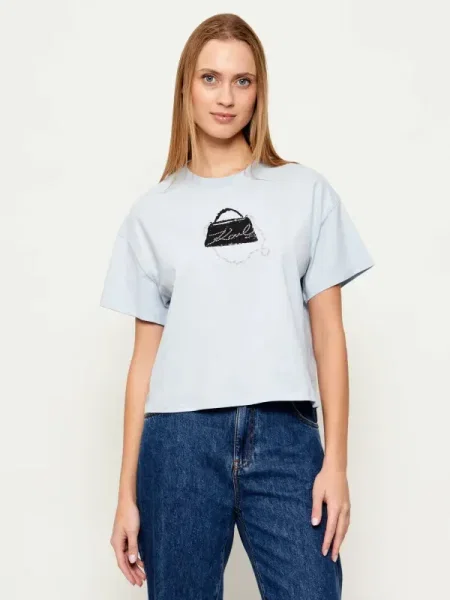 Karl Lagerfeld Tricou Signature bag | Oversize fit albastru
