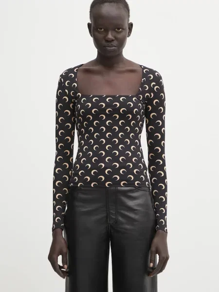 Tričko s dlouhým rukávem Marine Serre Moon Printed Jersey černá