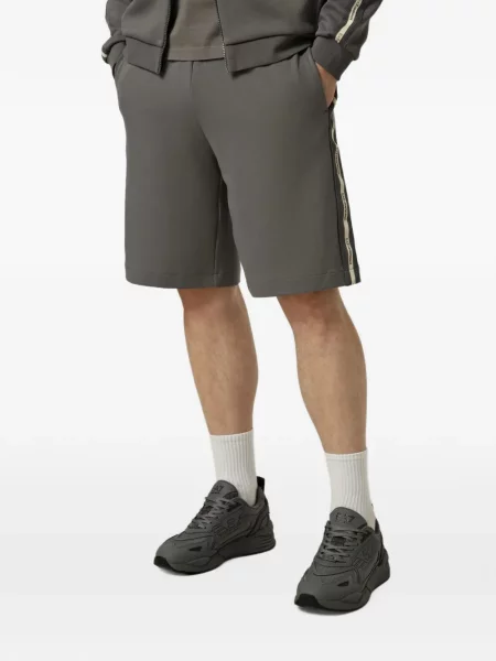 Pantaloni scurți Ea7 Emporio Armani din jerseu cu autograf gri