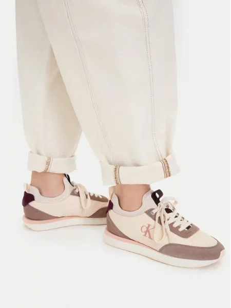 Tenisice Calvin Klein Retro Runner Lace Up Sock Krem
