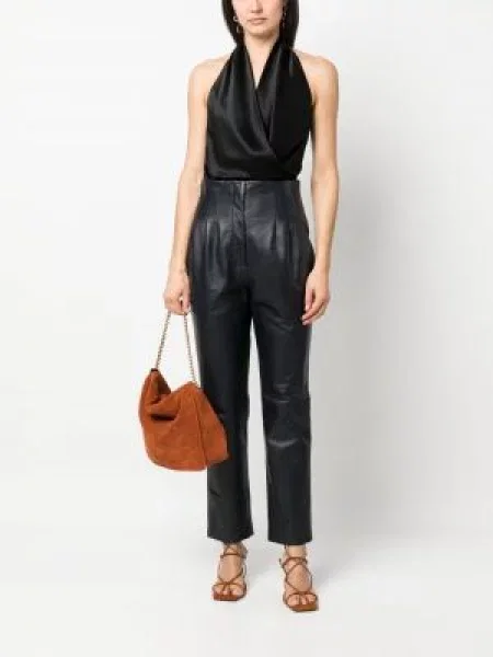 Δερμάτινο παντελόνι Alberta Ferretti μπλε