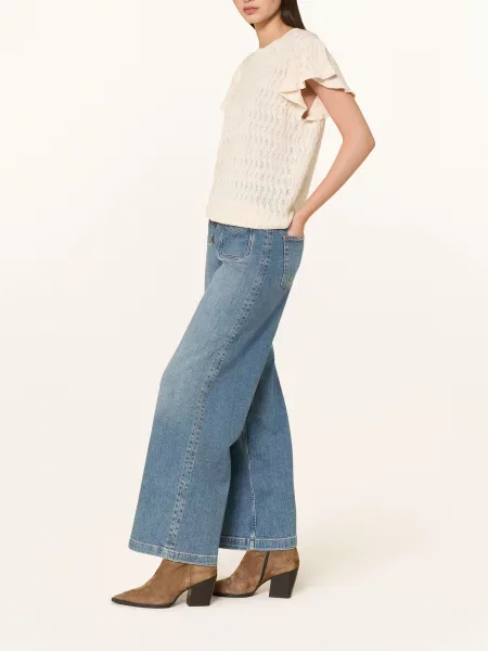 Jeansy Mos Mosh z naszywanymi kieszeniami niebieskie