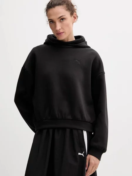 Puma bluză cu glugă uni negru