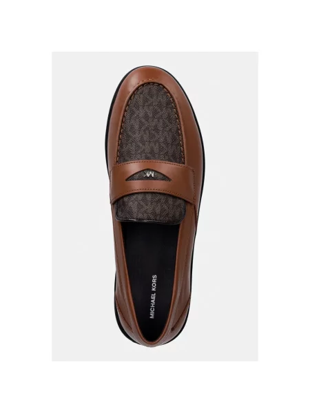Półbuty Michael Kors skórzane z logo brązowe