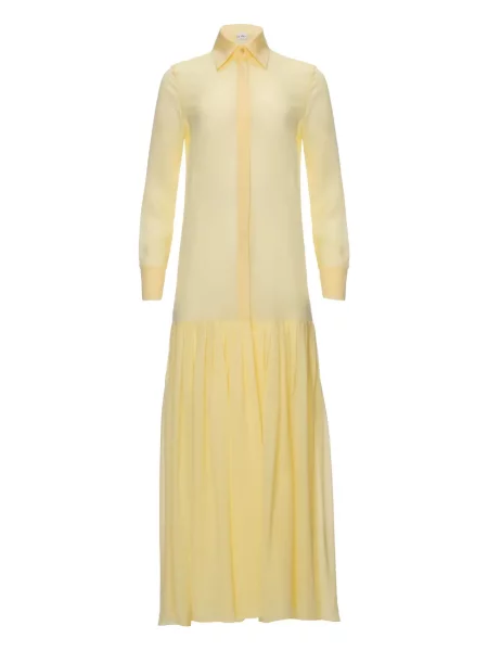Rochie tip cămașă Il Volo plisată de costum galben