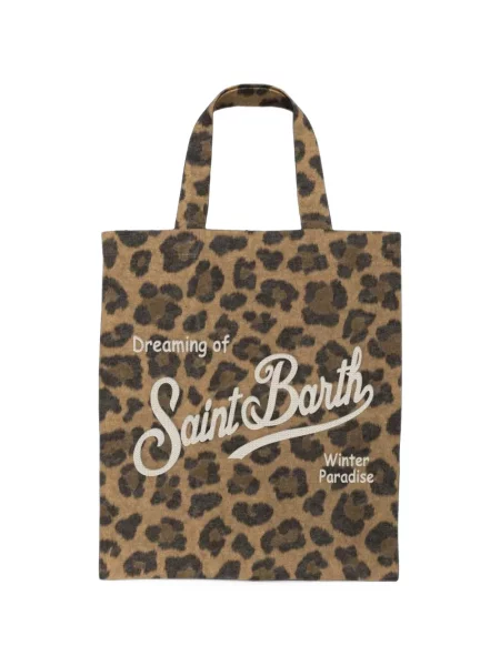 Geantă shopper Mc2 Saint Barth cu imagine cu model leopard maro