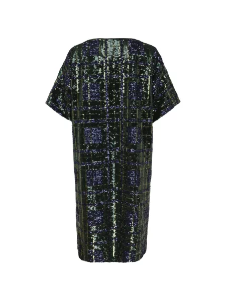 Rochie mini N°21 cu paiete în carouri verde