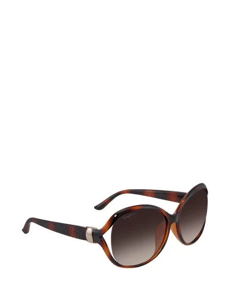 Ochelari de soare ovali Ferragamo Eyewear maro