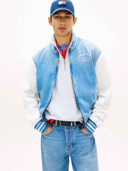 Tommy Jeans De blugi geacă bomber | Relaxed fit albastru