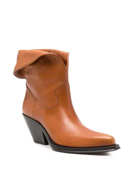 Cizme scurte Chloé cu model floral maro