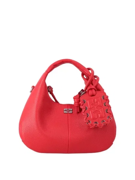 Torebka hobo Ganni skórzana czerwona
