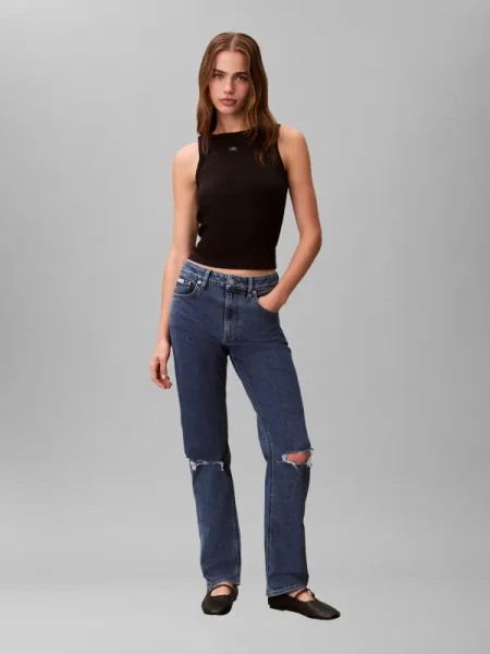 Calvin Klein Jeans Blugi | Straight fit | high rise albastru