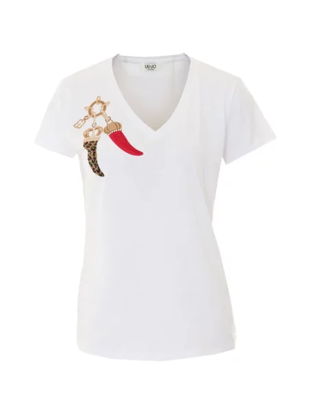 Tricou Liu Jo cu decolteu în V alb