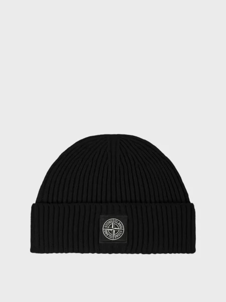 Вовняна шапка Stone Island з камінням чорна