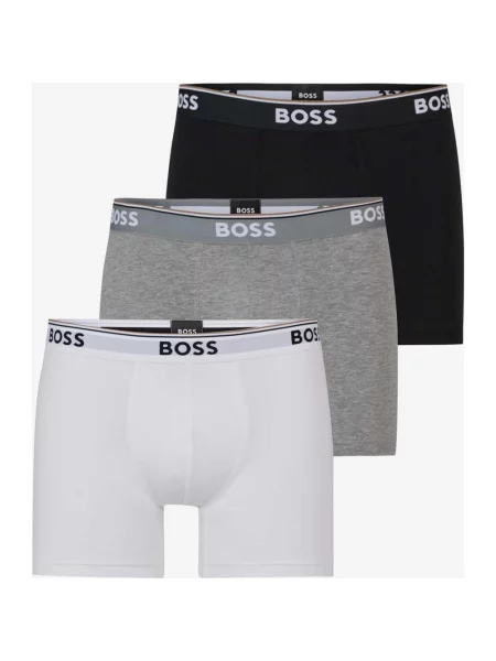 BOSS Power Logo Bokserki biało-szary-czarny 3 szt. S białe