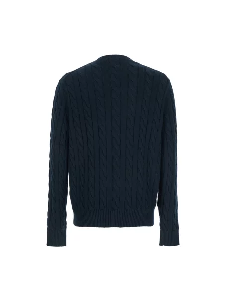 Sweter z dzianiny z wyhaftowanym logo Polo Ralph Lauren niebieski