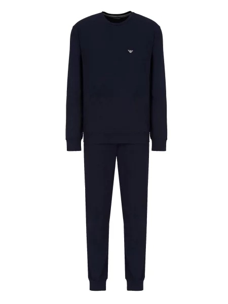 Emporio Armani Pijama lungă bleumarin alb