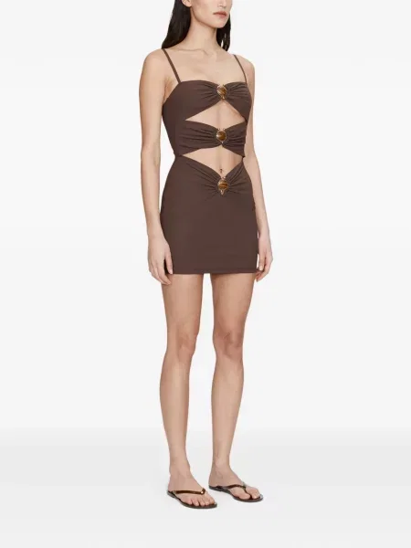 Rochie mini Christopher Esber cu strasuri de costum maro