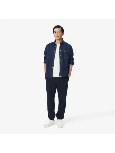 Lacoste Regularne Spodnie Dresowe Z Polaru granatowe