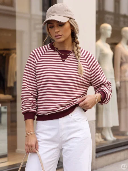Bluza w paski Azara bordowa Dstreet