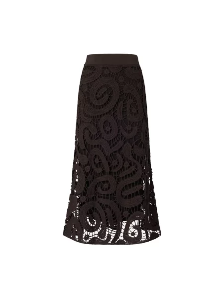 Spódnica midi Pinko w geometryczne wzory do kolan brązowa